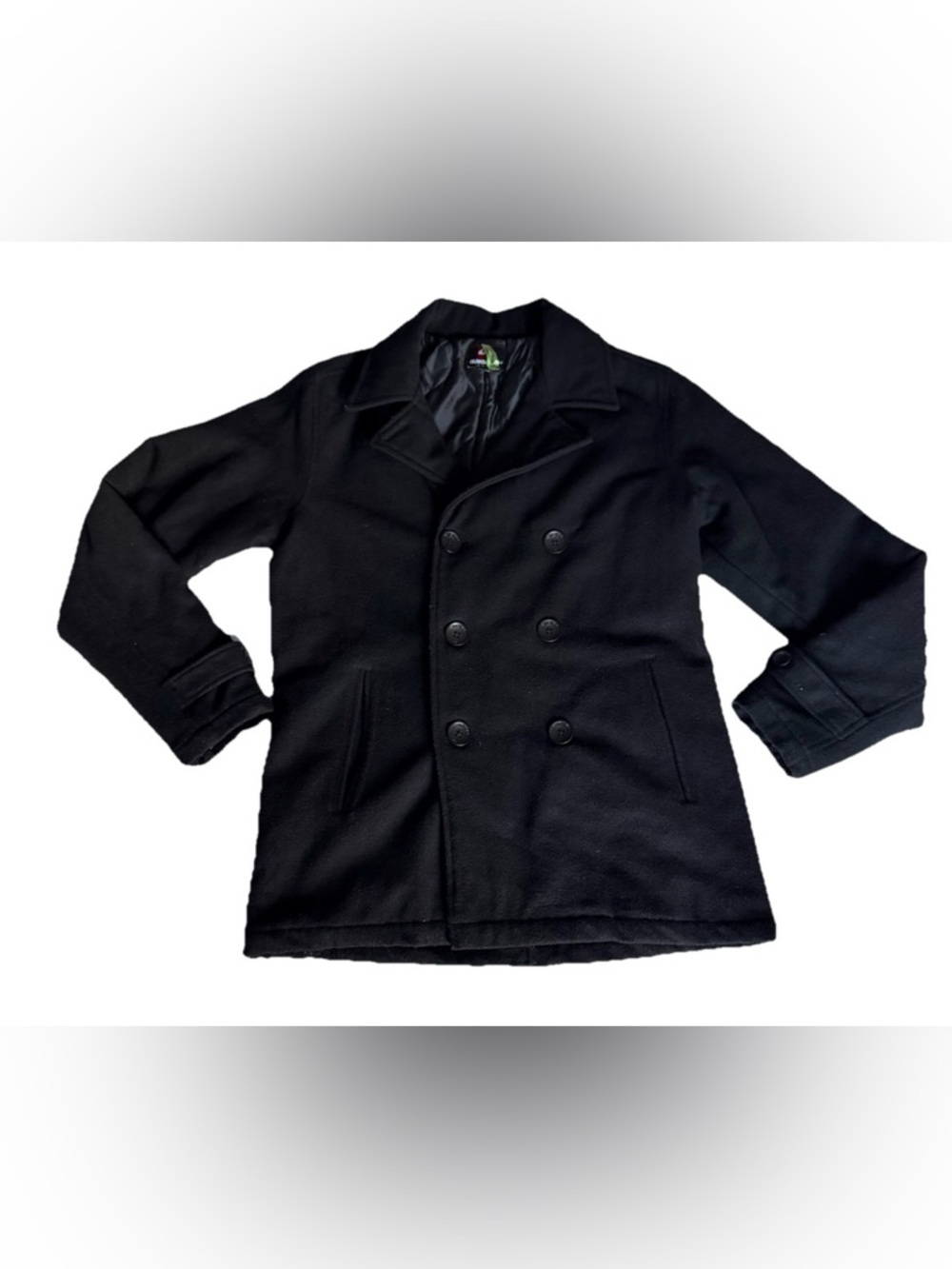 Quiksilver Men's Black Double-Breasted Wool Peacoat